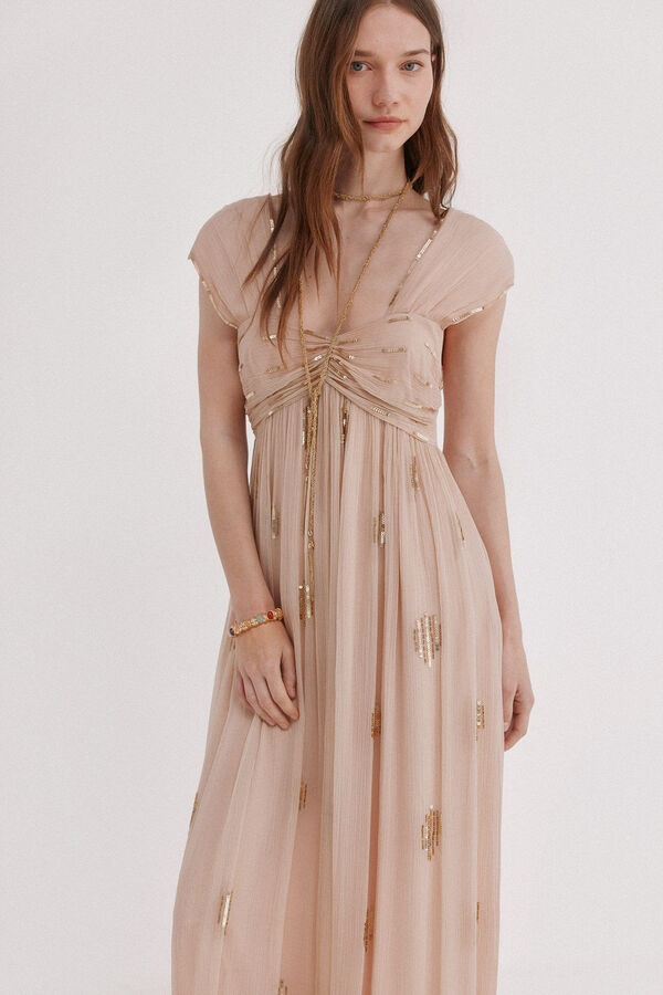 Hoss Intropia Aurora. Vestido bordado Rosa