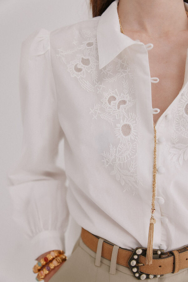 Hoss Intropia Carine. Blusa bordada Blanco