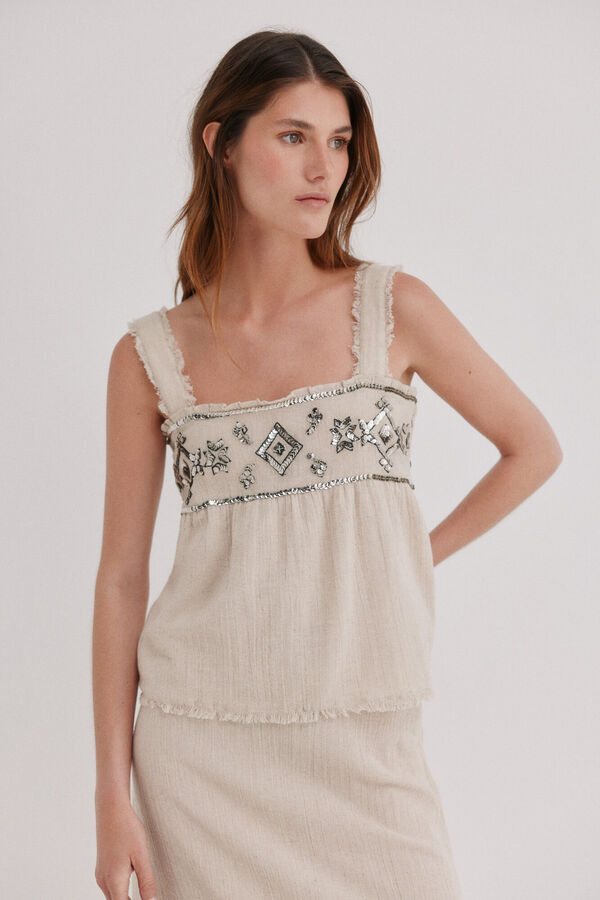 Hoss Intropia Cassia. Blusa tirantes Marfil