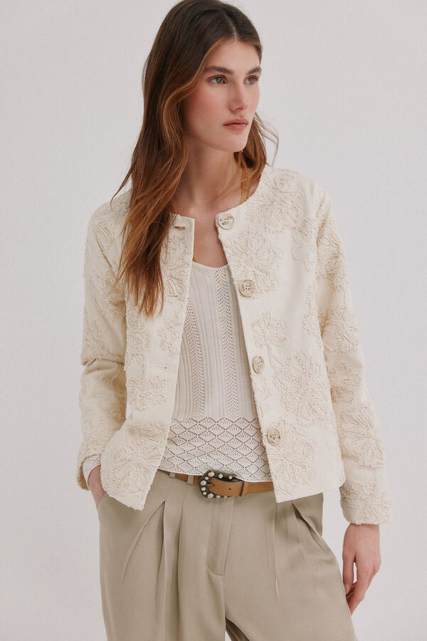 Hoss Intropia Eider. Chamarra jacquard Marfil