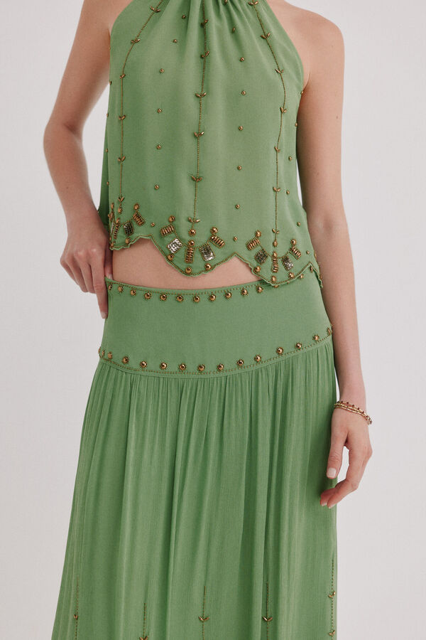 Hoss Intropia Rita. Falda abalorios Verde