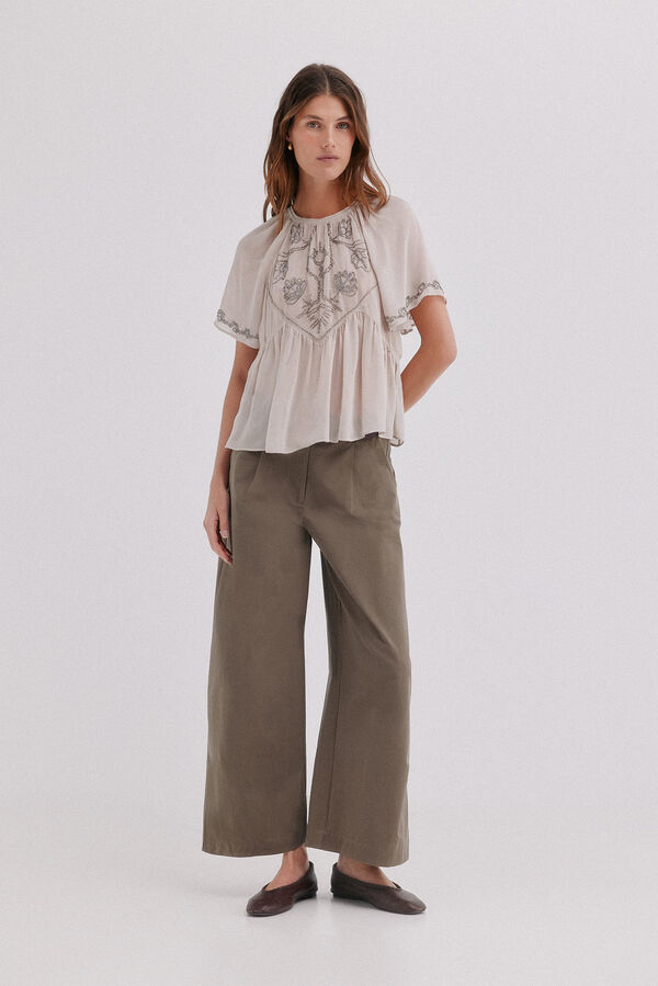 Hoss Intropia Pietra.Pantal&oacute;n de pinzas Kaki
