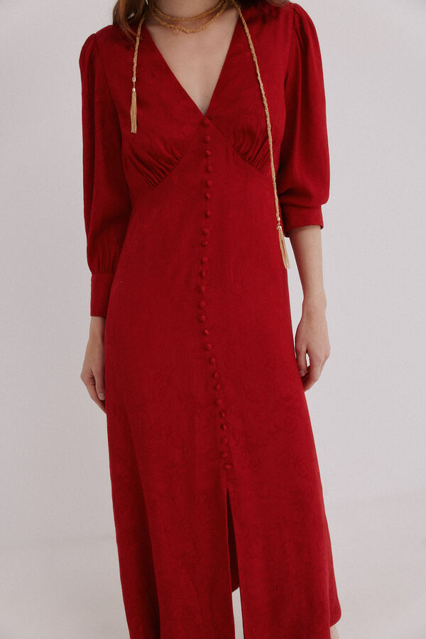 Hoss Intropia Alicia. Vestido jacquard rojo