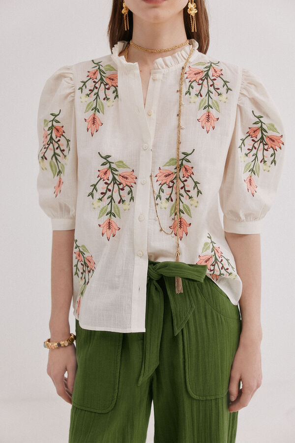Hoss Intropia Capri. Blusa bordado floral Marfil