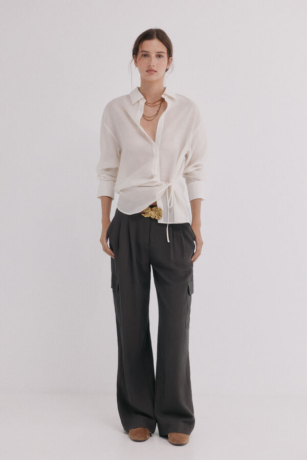 Hoss Intropia Cala. Camisa fruncido Blanco