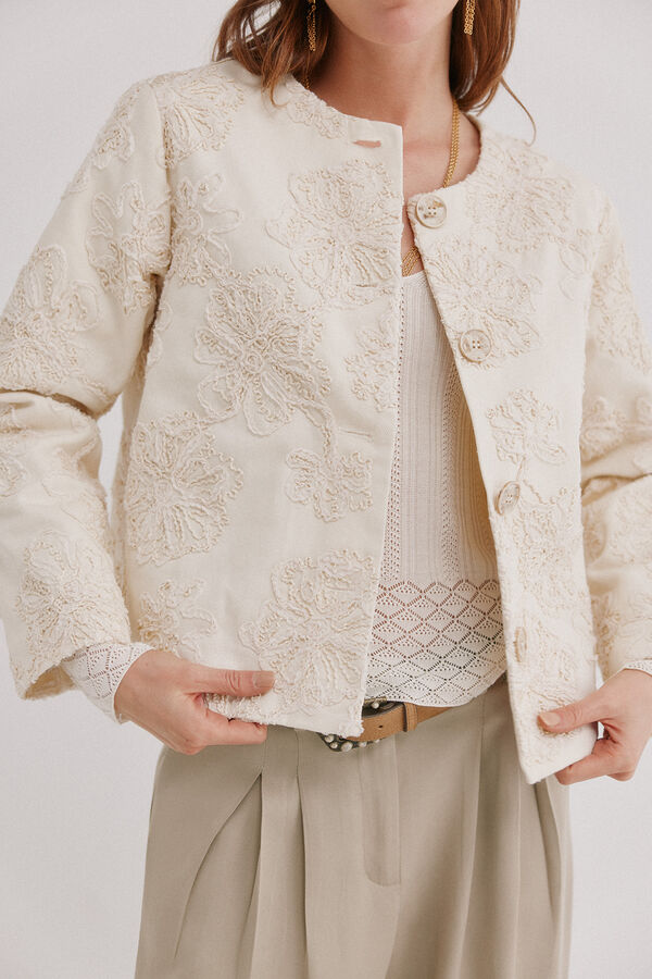 Hoss Intropia Eider. Chamarra jacquard Marfil