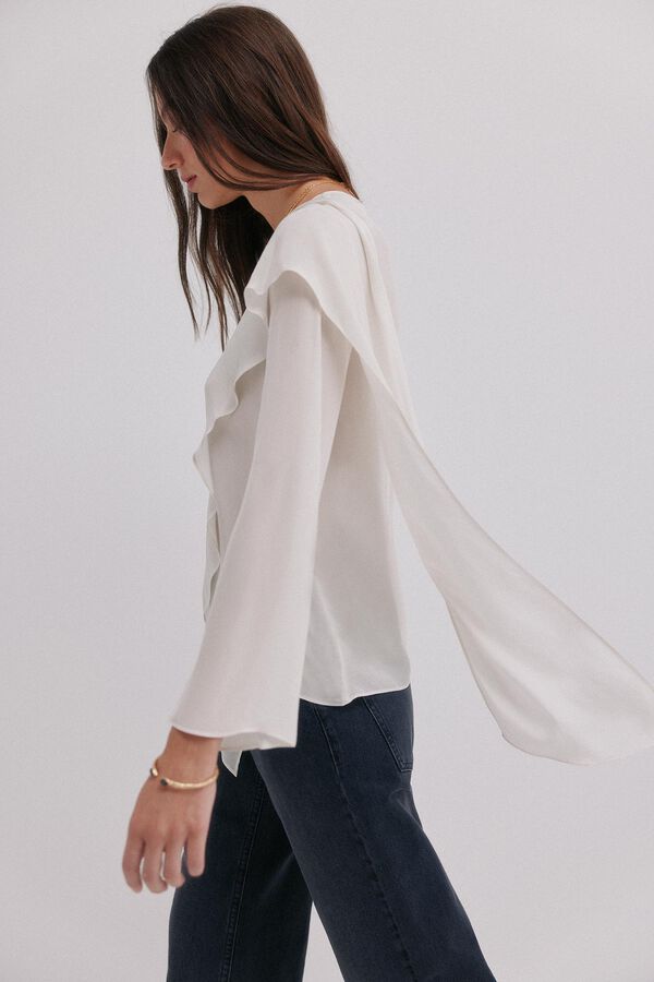 Hoss Intropia Guiada. Blusa con cruce asim&eacute;trico Blanco