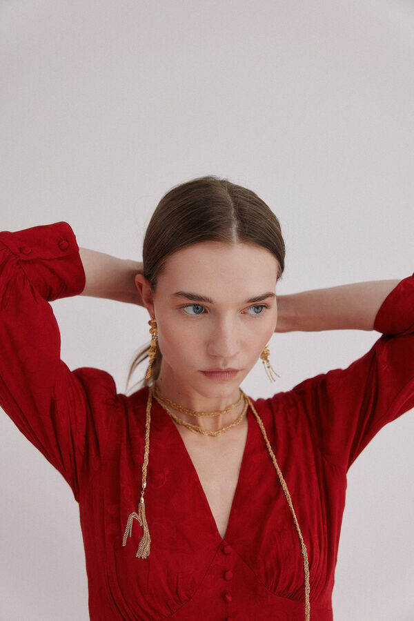 Hoss Intropia Alicia. Vestido jacquard rojo