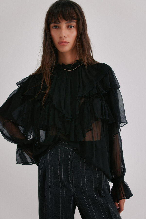 Hoss Intropia Blusa rom&aacute;ntica Giulia Negro