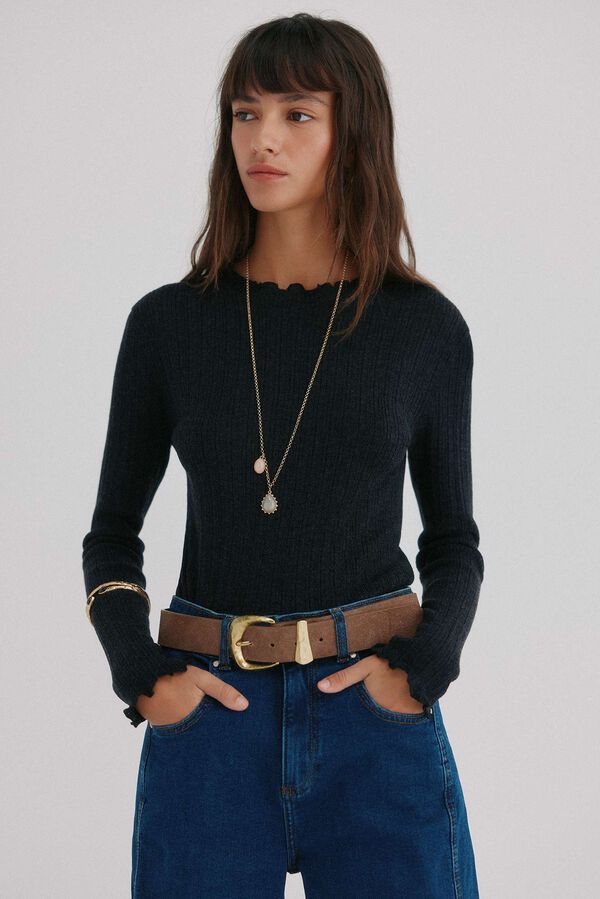 Hoss Intropia Nidia. Top con detalle de ondas Gris