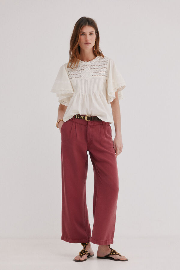 Hoss Intropia Paris. Pantal&oacute;n flu&iacute;do Vino