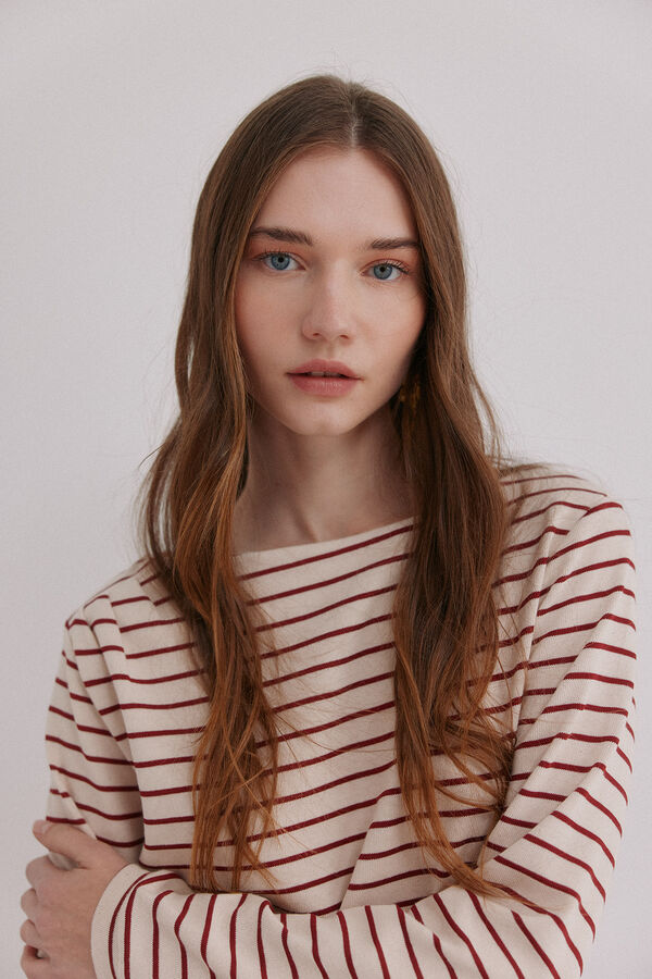 Hoss Intropia Magda. Sudadera a rayas Marfil