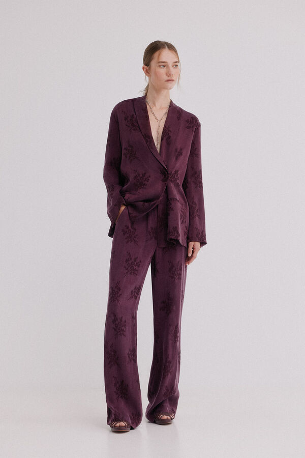 Hoss Intropia Piera. Pantal&oacute;n jacquard Vino