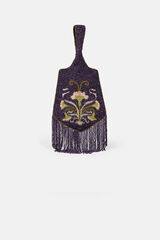 Hoss Intropia Nerea. Bolsa bordada con flecos Estampado morado