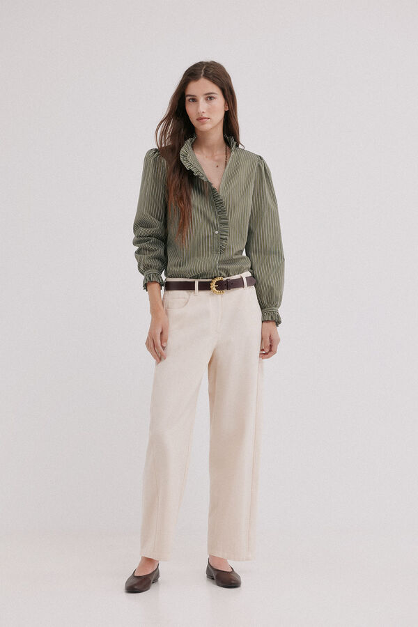 Hoss Intropia Cristela. Camisa de rayas Kaki