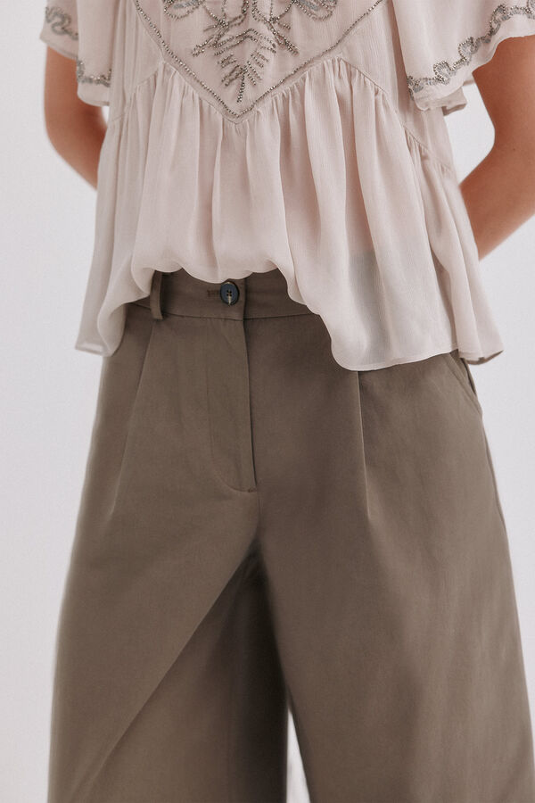 Hoss Intropia Pietra.Pantal&oacute;n de pinzas Kaki
