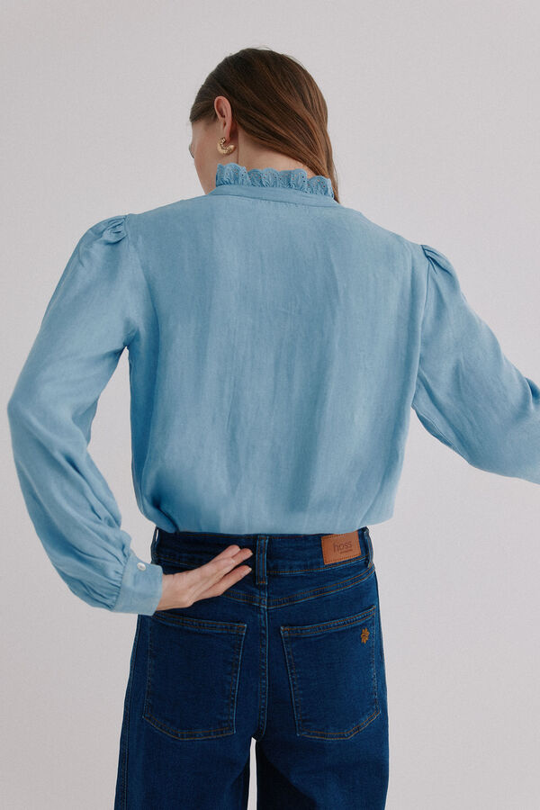 Hoss Intropia Cintia. Blusa con volante en la solapa Azul