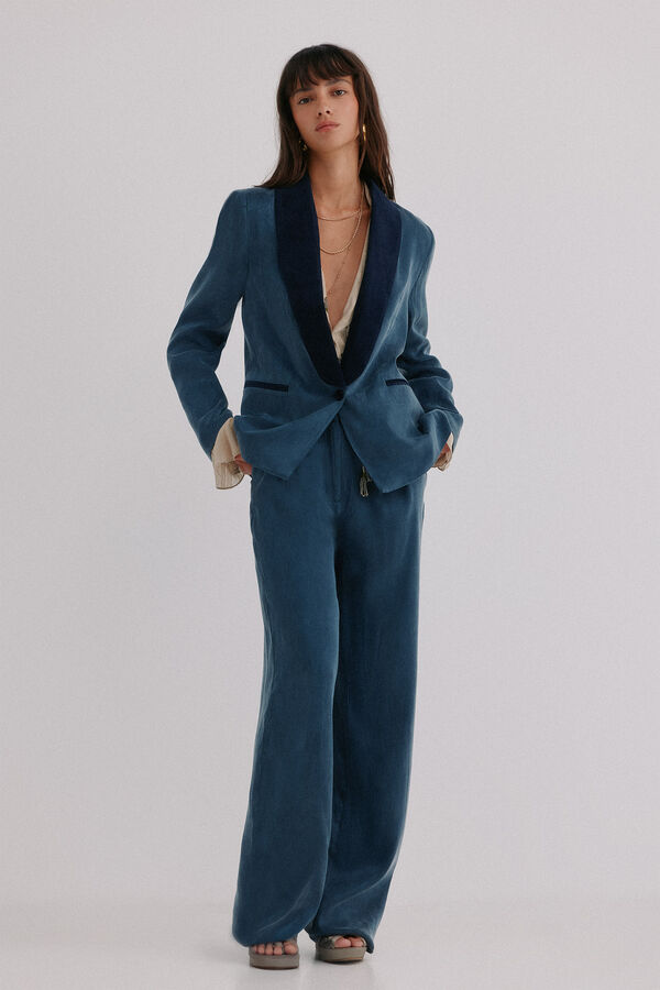 Hoss Intropia Eugenia. Blazer solapa a contraste Azul marino