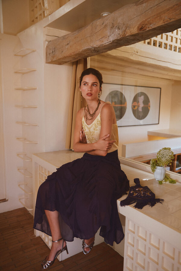 Hoss Intropia Roseline. Falda fluida Estampado morado
