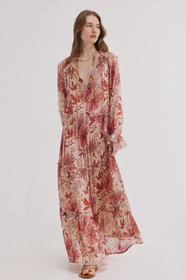 Hoss Intropia Amira. Vestido largo flu&iacute;do Estampado granate