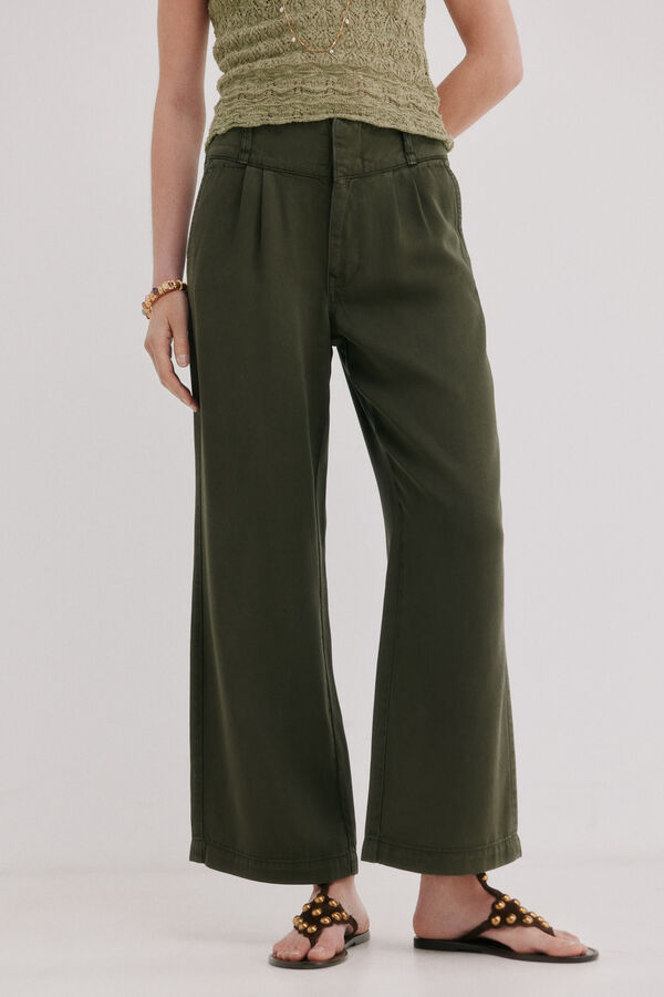 Hoss Intropia Paris. Pantal&oacute;n flu&iacute;do Kaki