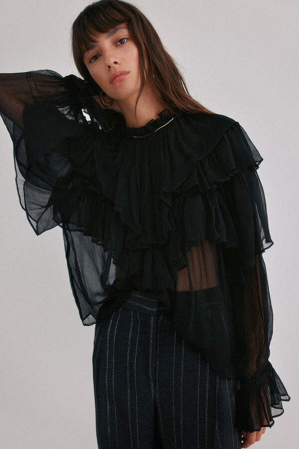 Hoss Intropia Blusa rom&aacute;ntica Giulia Negro