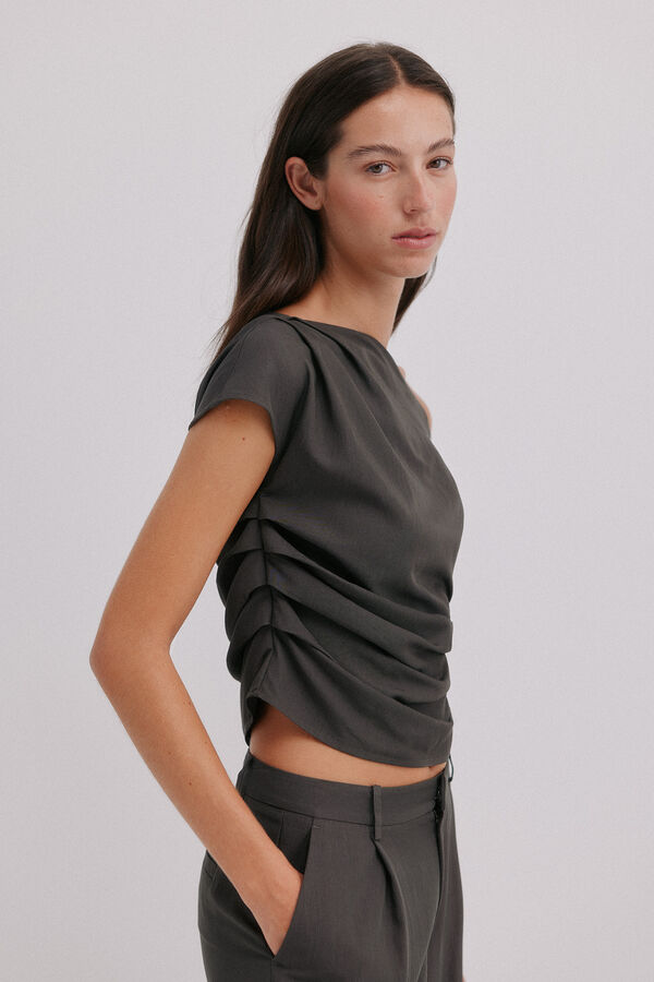 Hoss Intropia Gis&egrave;le. Top asim&eacute;trico Gris