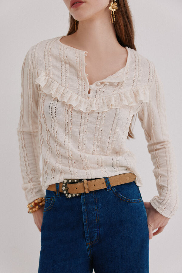 Hoss Intropia Miranda. Playera rom&aacute;ntica Marfil