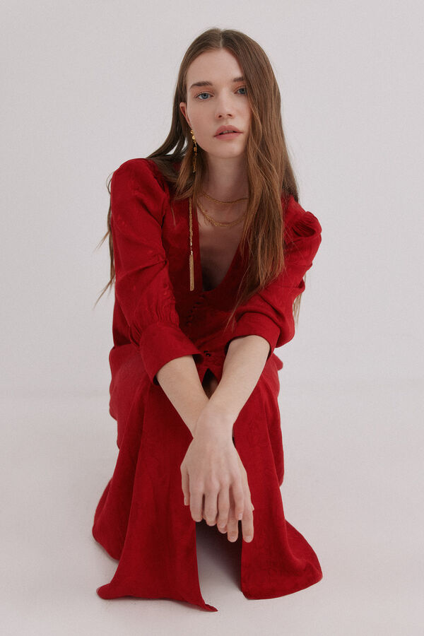 Hoss Intropia Alicia. Vestido jacquard rojo