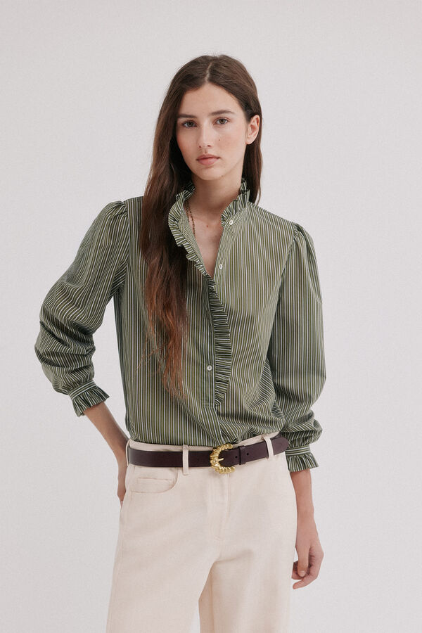 Hoss Intropia Cristela. Camisa de rayas Kaki