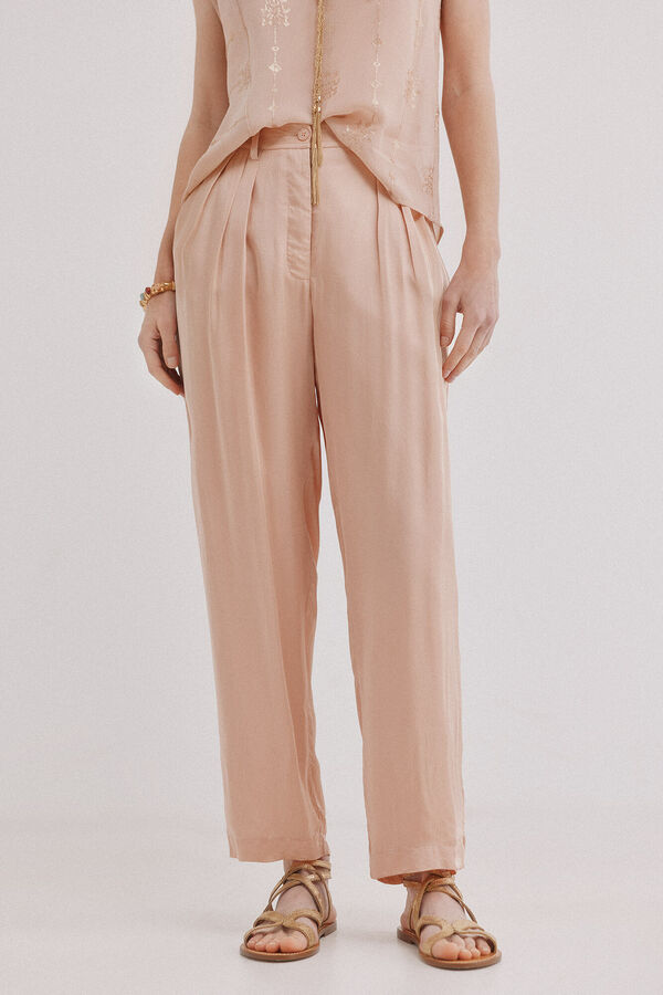 Hoss Intropia Pearl. Pantal&oacute;n flu&iacute;do satinado Rosa