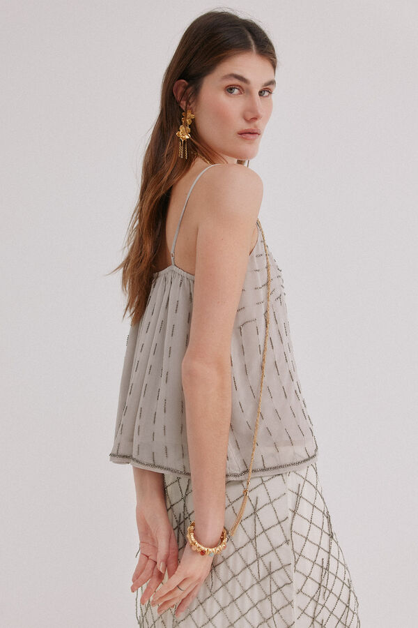 Hoss Intropia Gabriela. Top bordado Gris