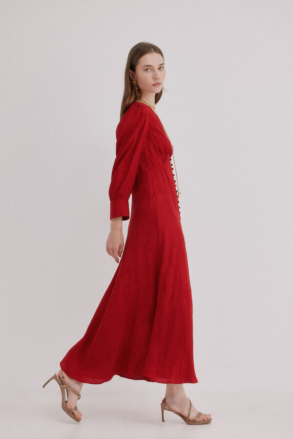 Hoss Intropia Alicia. Vestido jacquard rojo