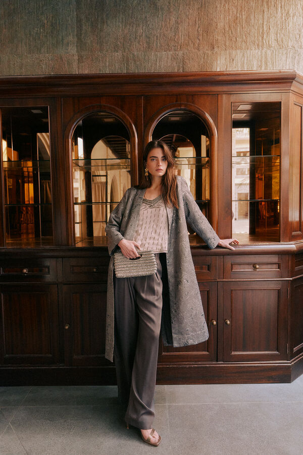 Hoss Intropia Eva. Kimono de jacquard Gris