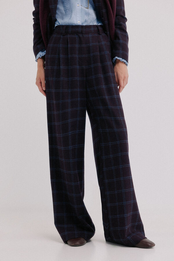 Hoss Intropia Peony. Pantal&oacute;n a cuadros Azul marino