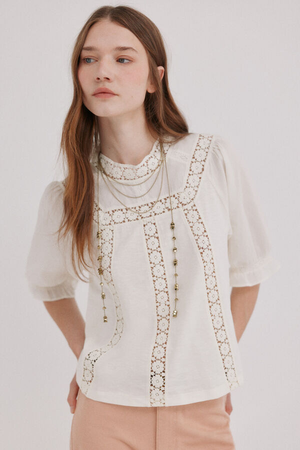 Hoss Intropia Martina. Playera rom&aacute;ntica Blanco