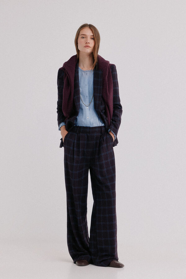 Hoss Intropia Peony. Pantal&oacute;n a cuadros Azul marino