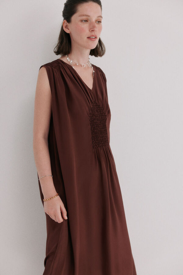 Hoss Intropia Aura. Vestido midi flu&iacute;do Marron
