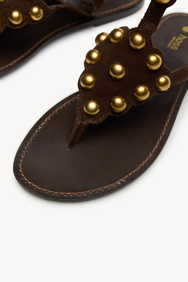 Hoss Intropia Maisa. Sandalias de piel con piezas met&aacute;licas Marron