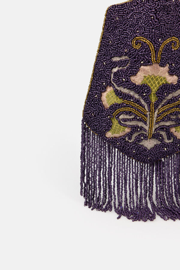 Hoss Intropia Nerea. Bolsa bordada con flecos Estampado morado