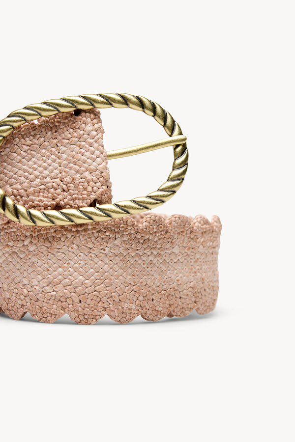 Hoss Intropia Lauren. Cintur&oacute;n de rafia Rosa