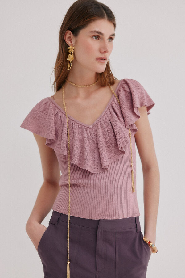 Hoss Intropia Inna. Top con volante Rosa