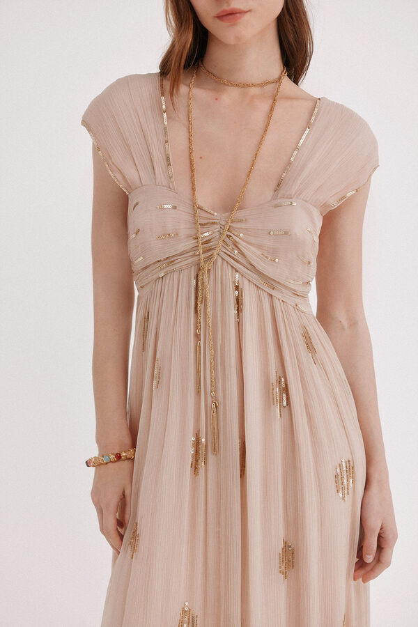 Hoss Intropia Aurora. Vestido bordado Rosa