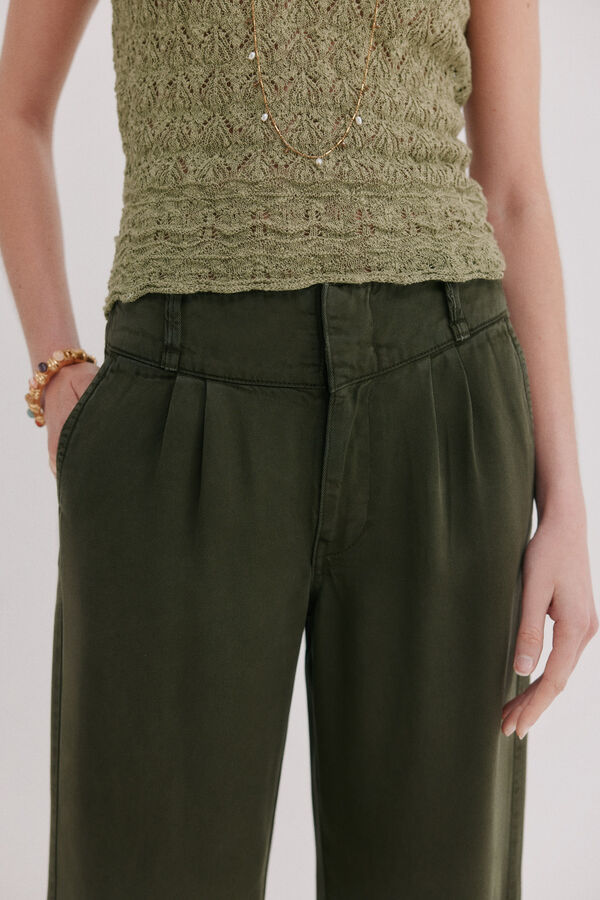 Hoss Intropia Paris. Pantal&oacute;n flu&iacute;do Kaki