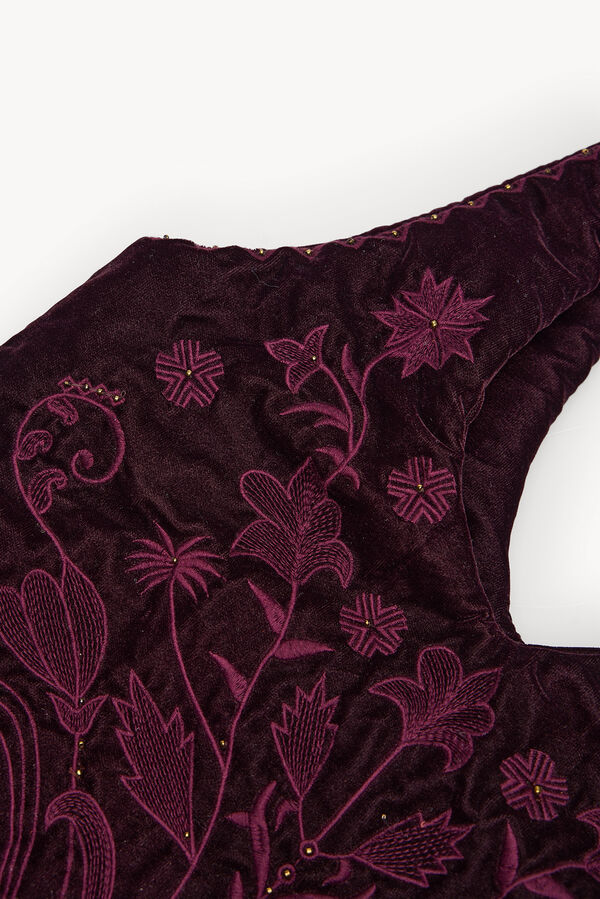 Hoss Intropia Nuria. Bolsa hobo de terciopelo bordado Granate