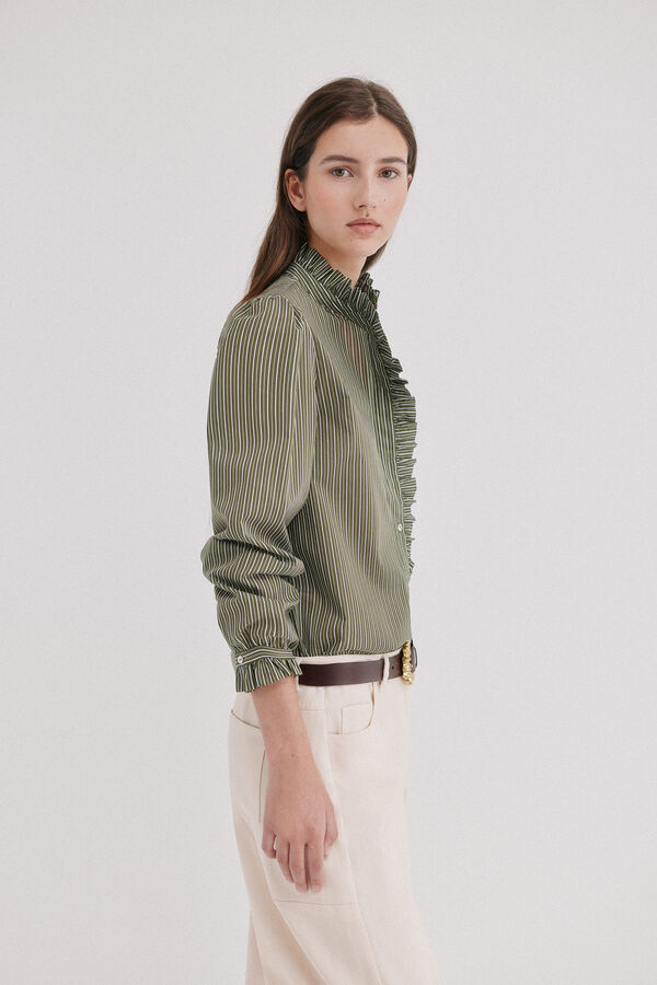 Hoss Intropia Cristela. Camisa de rayas Kaki