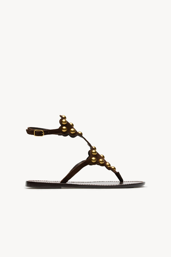 Hoss Intropia Maisa. Sandalias de piel con piezas met&aacute;licas Marron