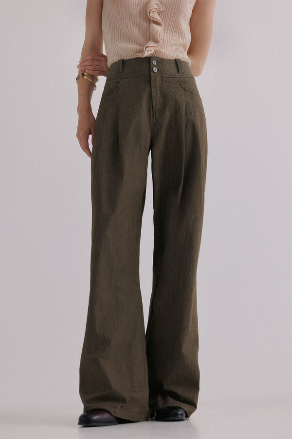 Hoss Intropia Paola. Pantalones con pliegues Kaki