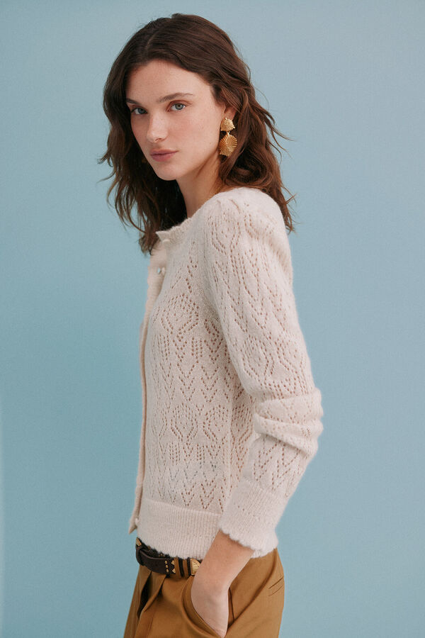 Hoss Intropia Inma. C&aacute;rdigan calado Beige