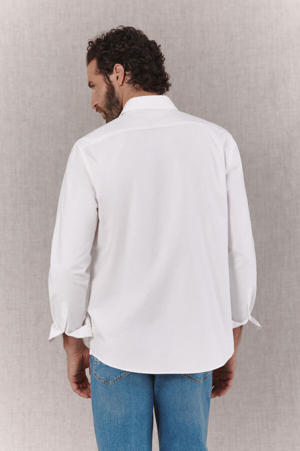 OOTO Camisa oxford lisa manga larga Blanco
